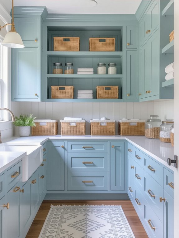 serene powder blue shelving