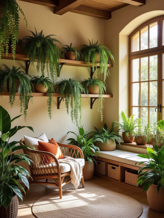 showcase plants with shelves