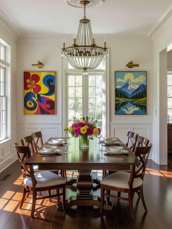 showcasing artwork in dining