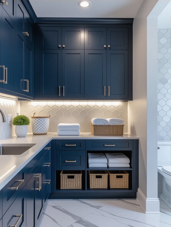 slate blue laundry room design