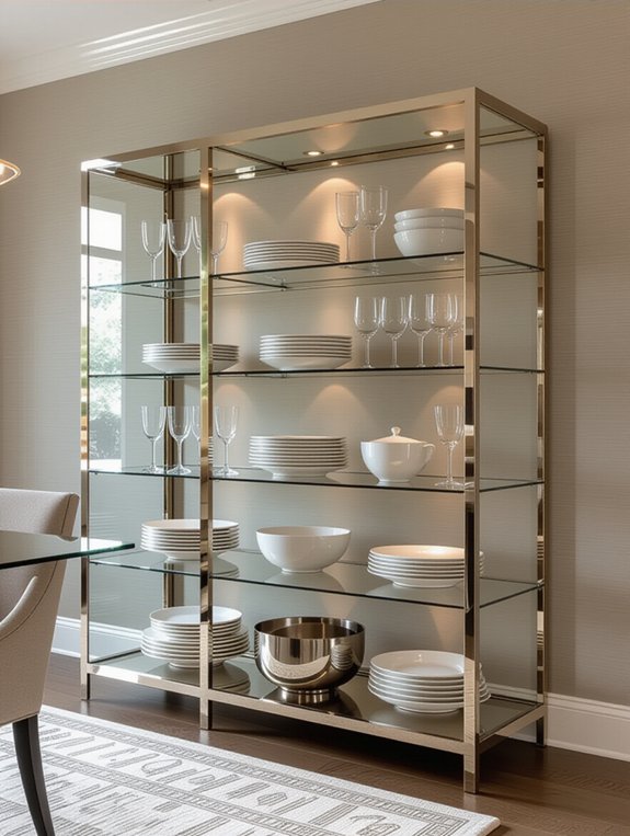 sleek contemporary glass hutch