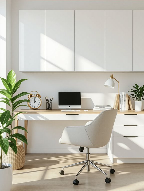 sleek contemporary white cabinets