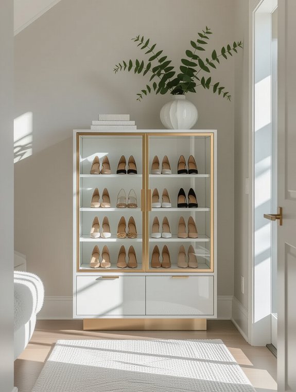 sleek glass shoe displays