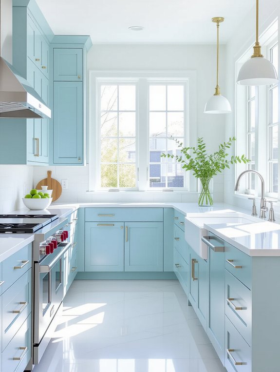 sleek light blue cabinetry design