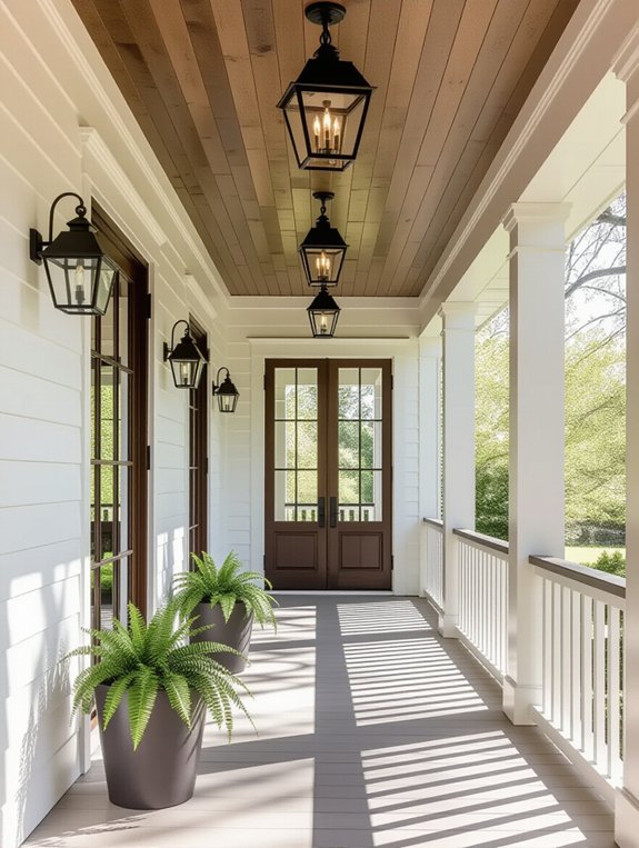 sleek modern porch lighting