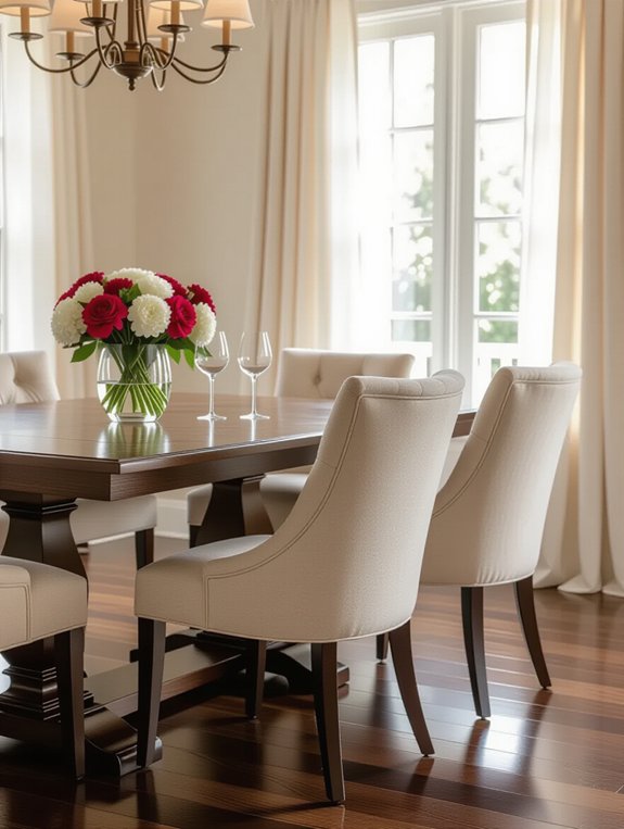 soft fabrics dark wood