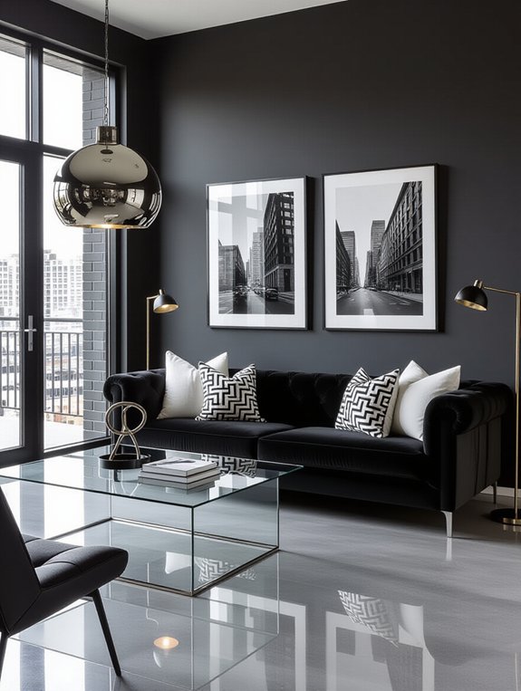 sophisticated monochrome dining elegance