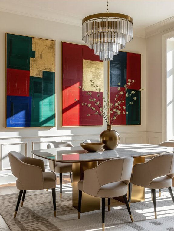 statement artwork enhances dining