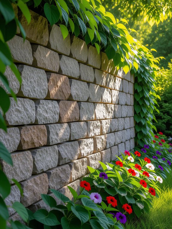 stunning freestanding stone wall