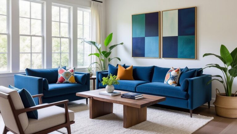 stylish blue couch decor