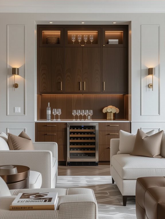 stylish built in beverage station