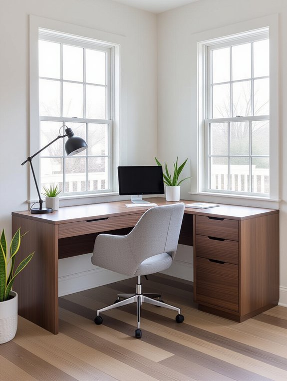 stylish corner desk organization