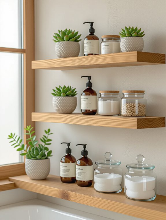 stylish functional floating shelves