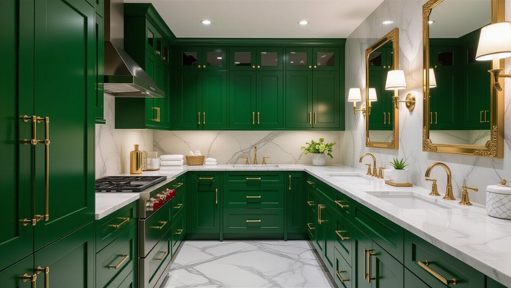 stylish green bathroom cabinetry