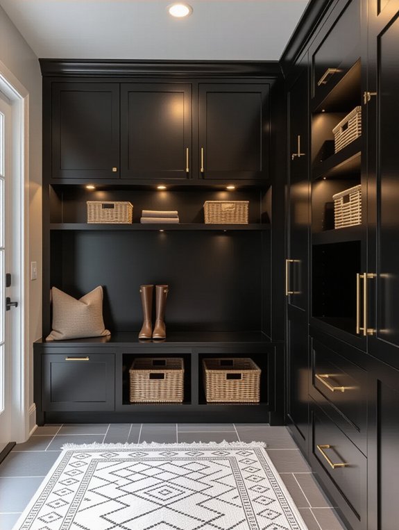 stylish lighting enhances cabinets
