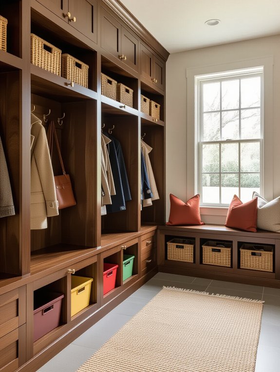 stylish organized mudroom lockers