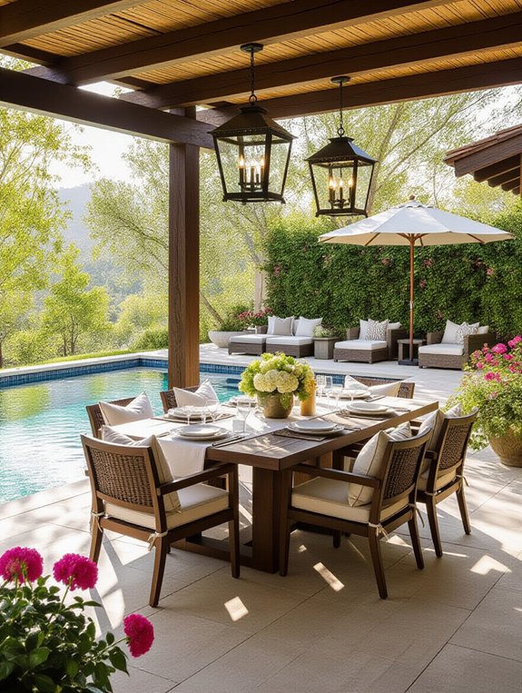 stylish poolside dining retreat