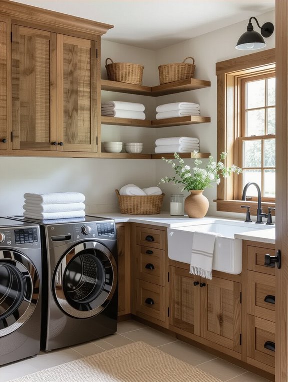 stylish rustic laundry storage