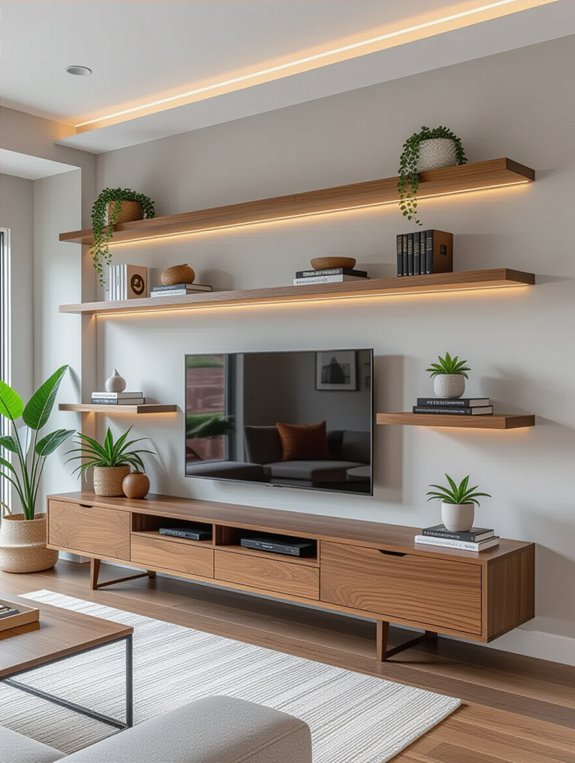 stylish space saving floating shelves