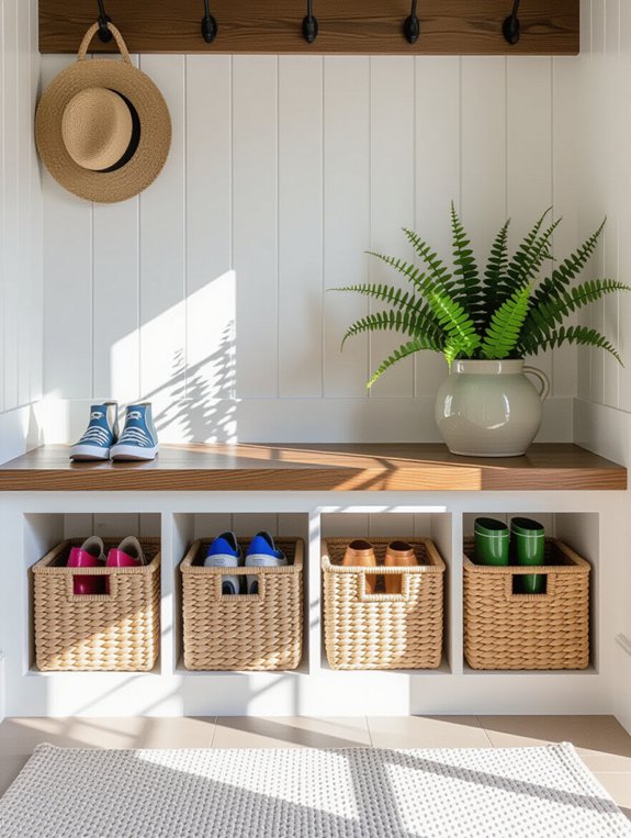 stylish under bench shoe storage