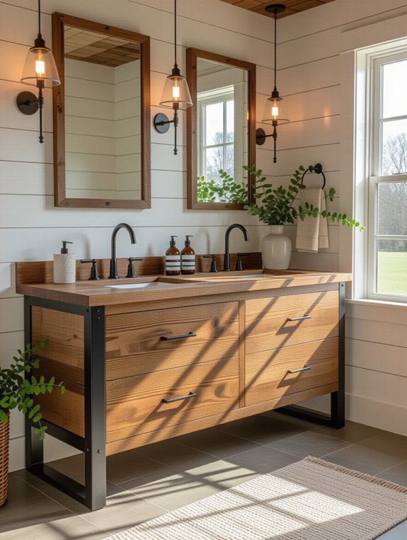 stylish wood metal vanity design