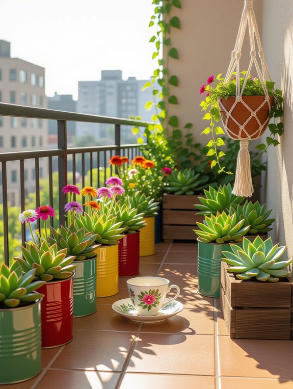 succulents in unique containers