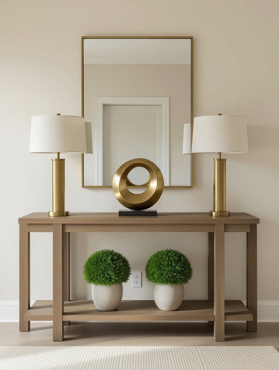 symmetrical console table styling