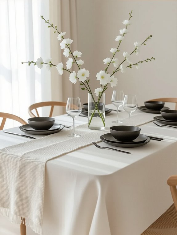 textured linens enhance dining