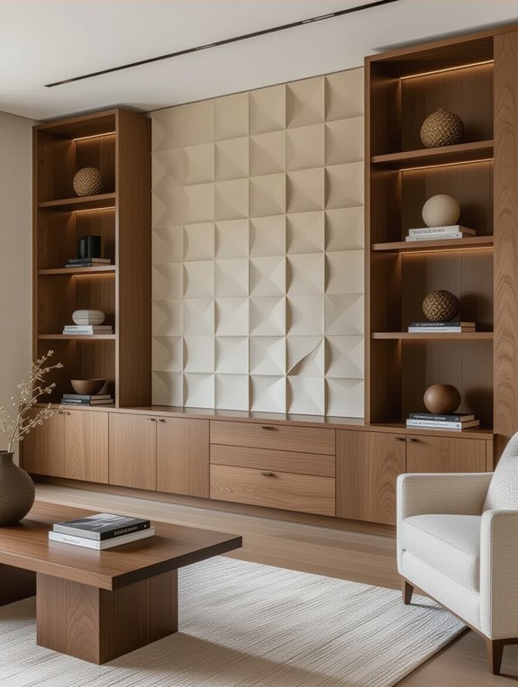 textured shelving wall panels