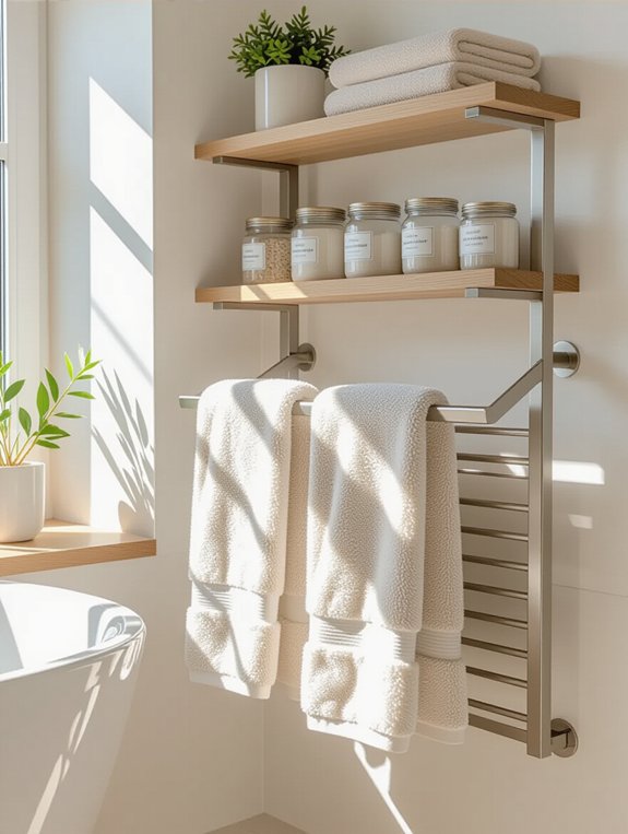 towel racks with storage