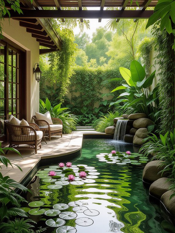 tranquil garden water features