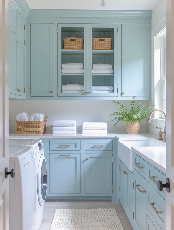 tranquil sky blue cabinets