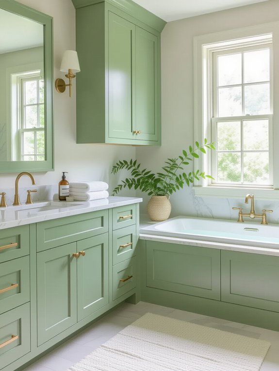 tranquil soft sage bathrooms