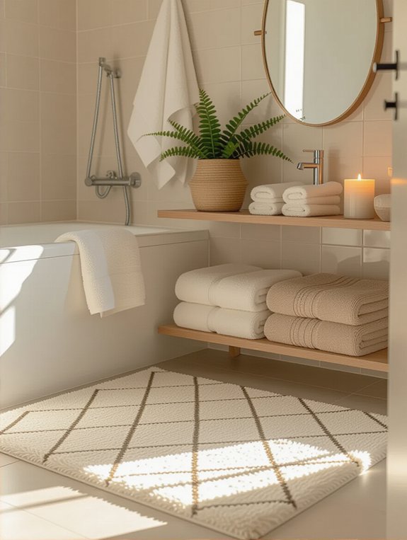 transform bathroom with rugs