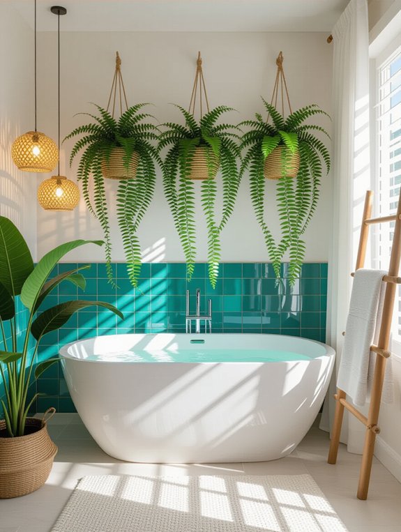 tropical bathroom greenery decor
