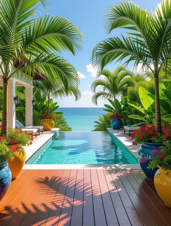 tropical pool deck oasis
