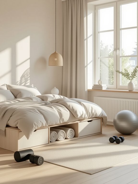 under bed fitness equipment storage