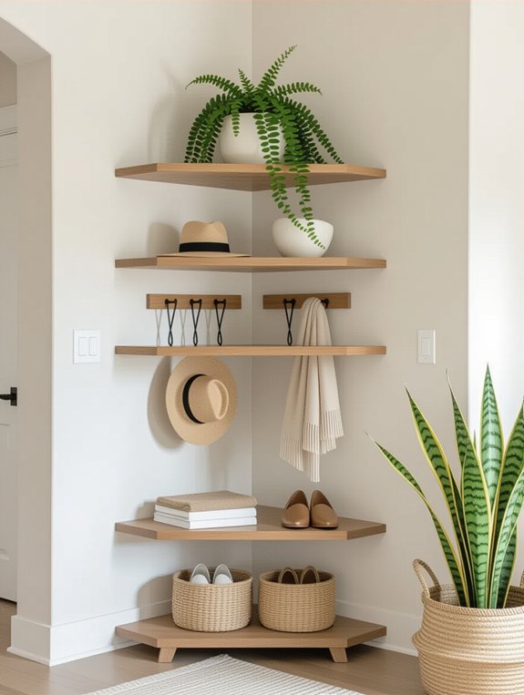 utilize corner shelves effectively