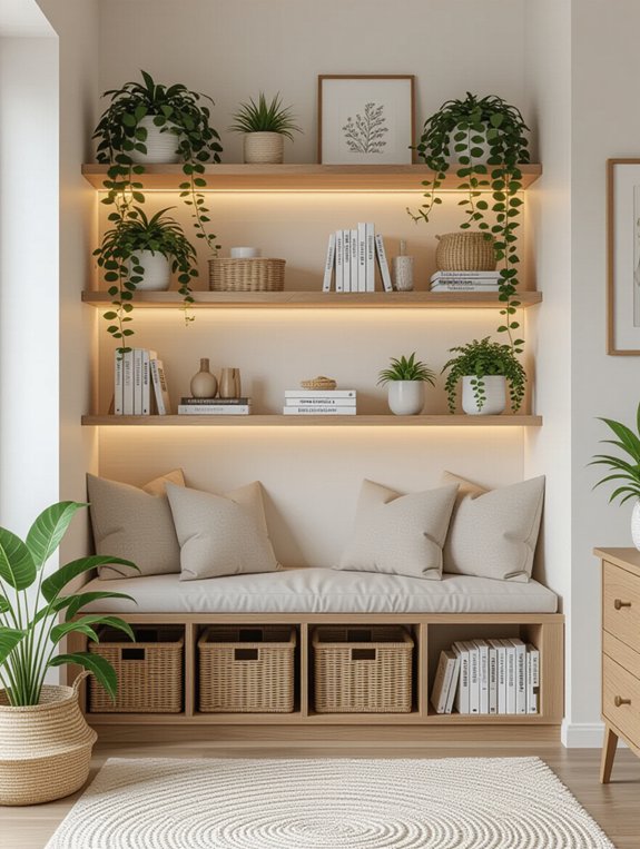 utilize vertical corner shelves