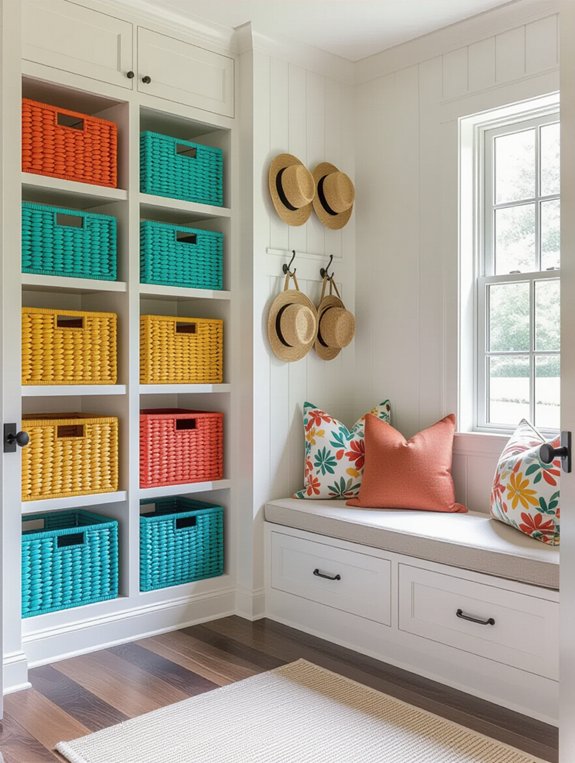 vibrant baskets enhance organization