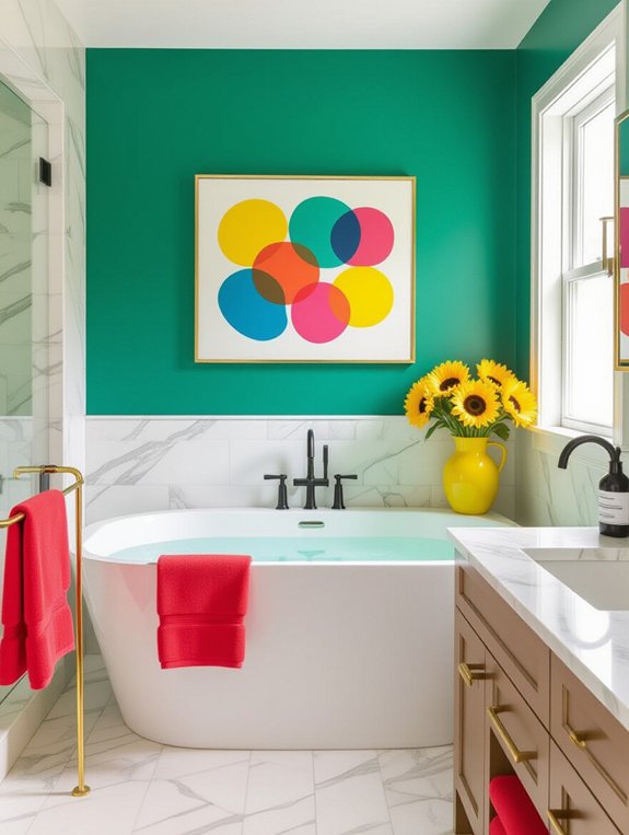 vibrant bathroom decor accents