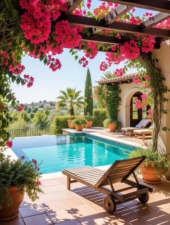 vibrant bougainvillea pool decor
