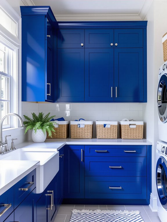 vibrant cobalt blue cabinets
