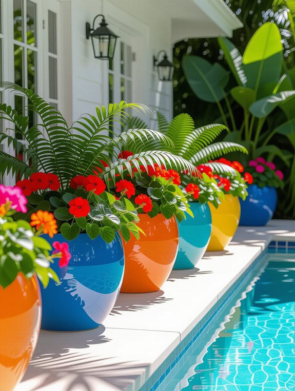vibrant color blocked planters
