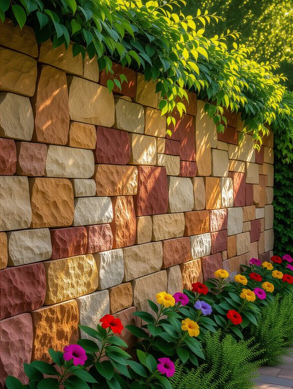 vibrant colored stone wall