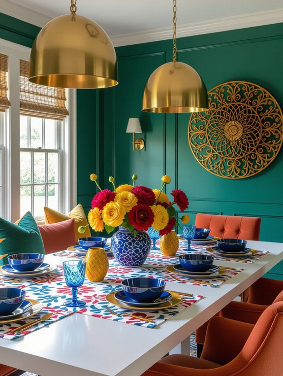 vibrant dining room accents