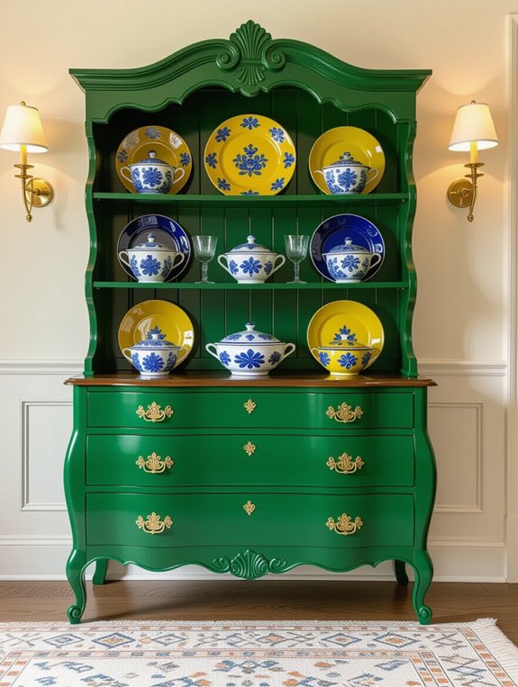 vibrant dining room hutch