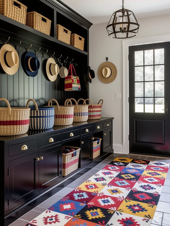 vibrant eclectic mudroom accessories