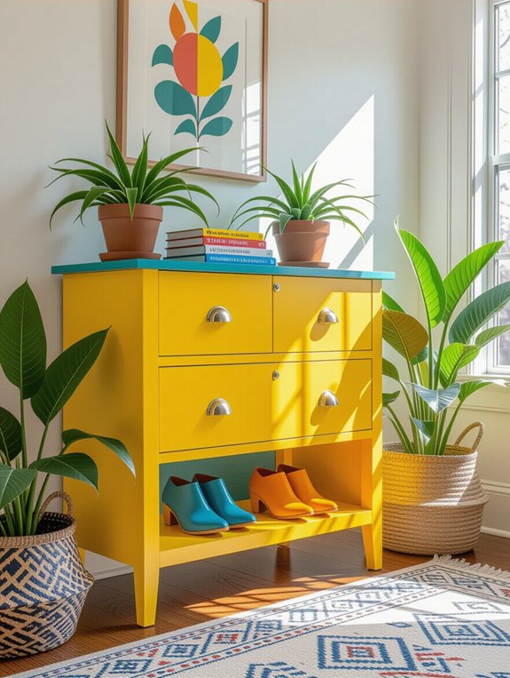 vibrant entryway color accents