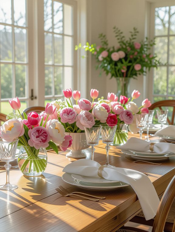 vibrant floral dining centerpiece